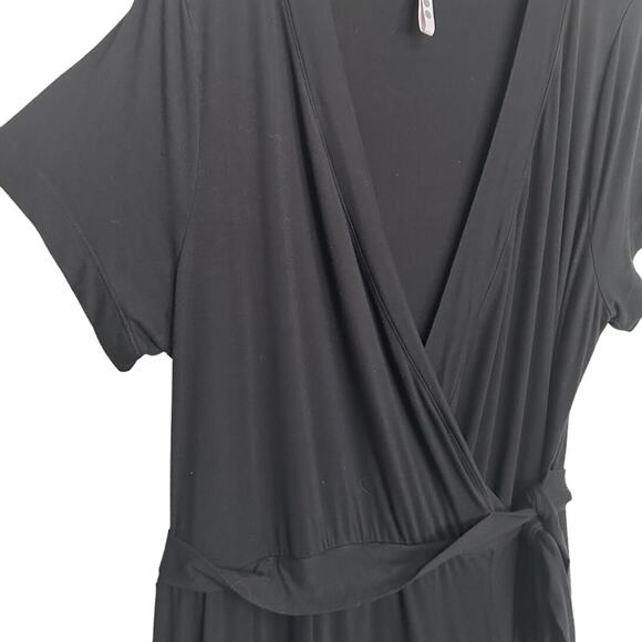 Three Dots Vintage Black Short Sleeve Wrap Dress Women's Plus Size 1X - Picture 4 of 9